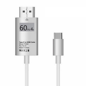 ZHAOYAO 2M USB3.1 Type C to HDMI 4K 60Hz HDTV Data Transmission Cable - Silver