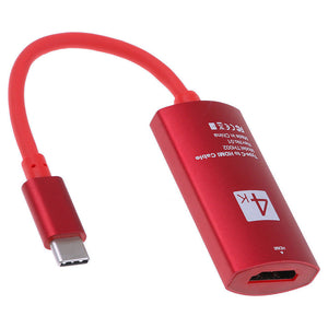 ZHAOYAO 15CM USB3.1 Type C to HDMI 4K HDTV Data Transmission Cable - Red