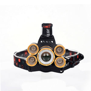 ESAMACT LED Headlamp CREE Headlight 5 Modes Zoomable Ajustment Flashlight Head Lamp with 2 x18650 Batteries