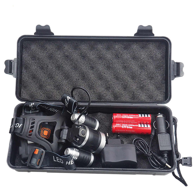 ESAMACT Powerful Headlamp 3x XM-L T6 LED Headlight 10000 Lumen Head Lamp Flashlight