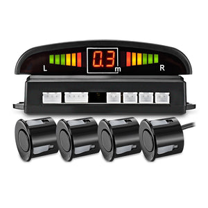 Quelima Car Universal Radar Machine Reversing Radar with 4 Probes, LED Display - Black