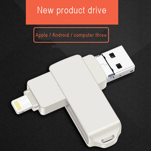 Portable Metal 2-in-1 USB 8pin Lightning Rotary Flash Drive USB 3.0 32GB Flash Memory Stick Pendrive 32GB/Silver