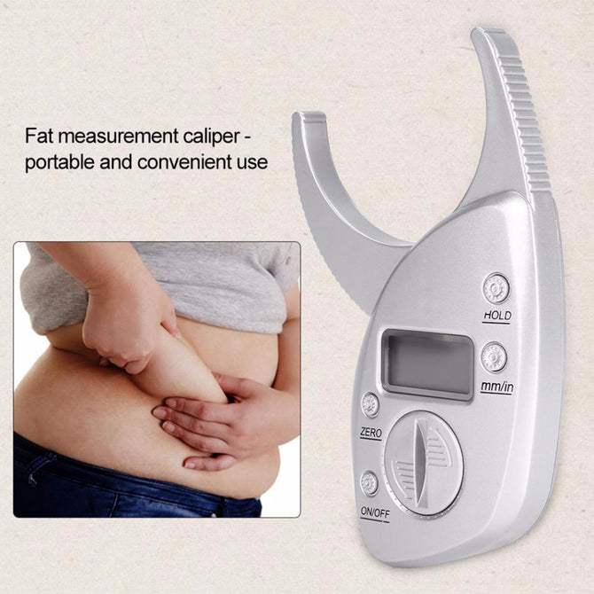 Body Fat Caliper Tester Scale, Fitness Monitor Analyzer, Digital Skinfold Slimming Measuring Instrument White