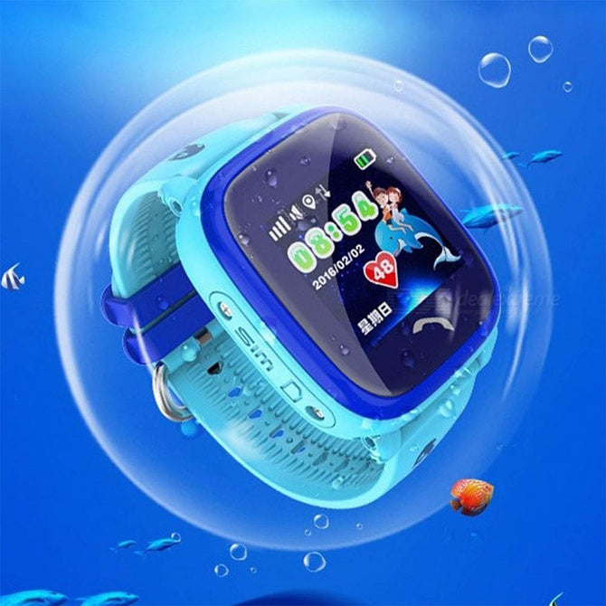 DF25 Waterproof GPS Phone Smart Watch With Colorful Touch Screen For Children Kids Blue