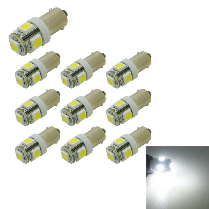 HONSCO 10PCS T4W BA9S 5SMD 5050 LED Car License Plate Light Turn Signal Bulb Parking Lights Door Lamp Cold White 12V
