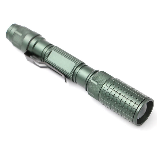 Portable 10W XML T6 1500lm Flashlight Outdoor Lighting Torch 5-Mode, Powered By 2 X 18650 Batteries White/Green