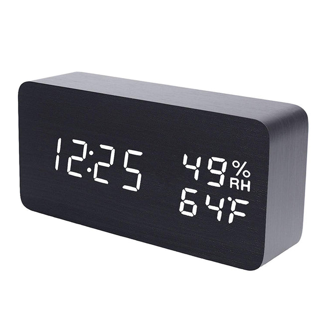 LED Cube Wooden Clock Voice Control Electronic Desk Table Clock LED Digital Watch no Radio For Kids Bedside Alarm Clock