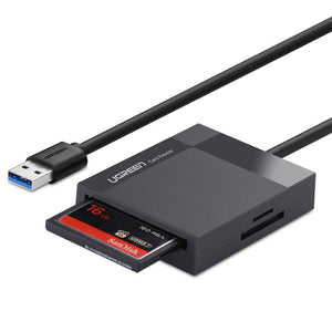 4-in-1 USB 3.0 High Speed Micro SD / TF SD CF MS OTG Card Reader Black