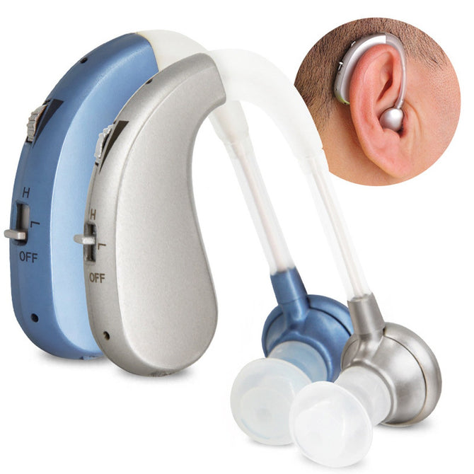 VHP-202s Rechargeable Hearing Aids Kit USB Headphone Deafness Medical Ear Sound Machine Random Color Silver