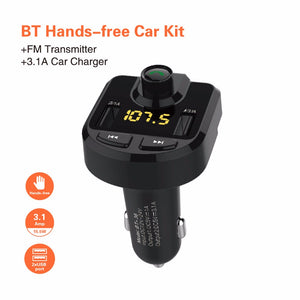 BT36 Bluetooth BT Hands-Free Car Kit With Dual USB 3.1A Car Charger, MP3 Player, FM Transmitter Black