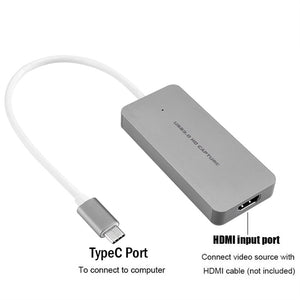 1080P 60fps HDMI to Type C HD Game Video Capture Card Box for Windows/Linux/Mac Win 10 Live Streaming