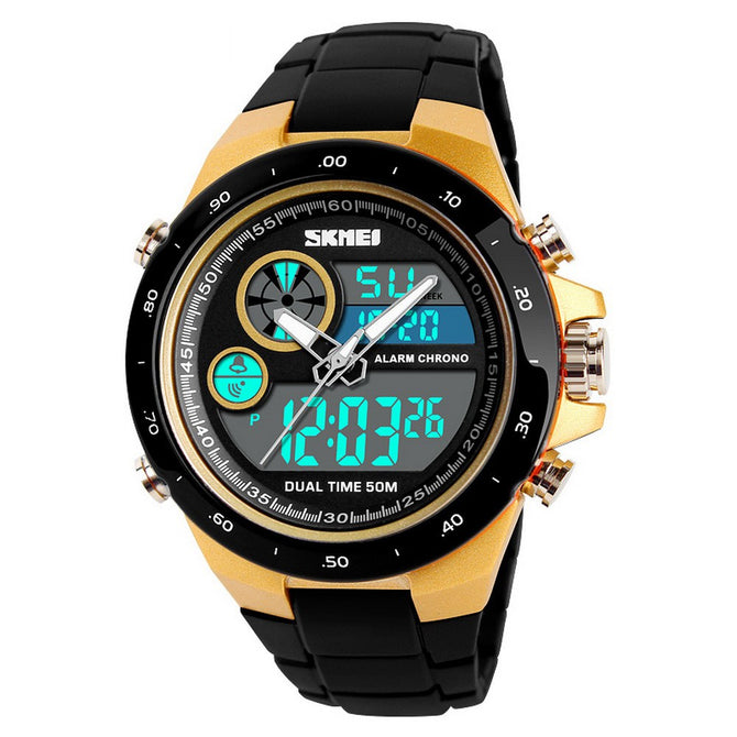 SKMEI 1429 Waterproof Round Dial Sports Digital Wristwatch, Student Watch With Luminous Effect, Dual Time Display Black