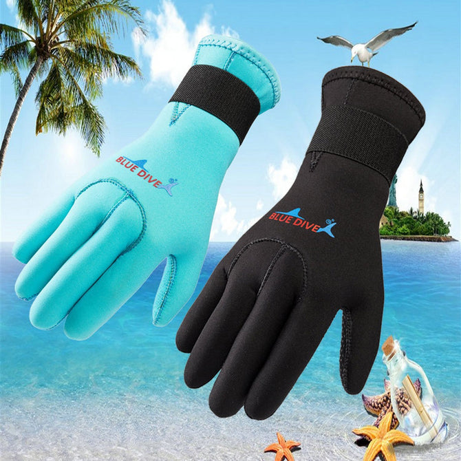 3mm Submersible Diving Swimming Gloves, Non-Slip Scratch-Proof Keep Warm Snorkel Gloves For Adult Black/L