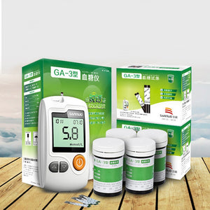 GA-3 Medical Blood Sugar Glucose Meter With Blood Collection Pen, 50Pcs Test Strips, 50Pcs Lancets White