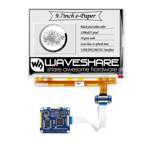 Waveshare1200x825, 9.7inch E-Ink Display HAT for Raspberry Pi, IT8951 Controller, USB/SPI/I80/I2C Interface (No PI)