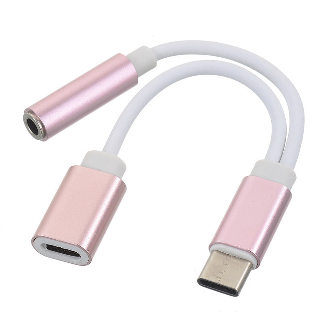USB Type-C Male to USB Type-C Female Charging + Audio Adapter Cable