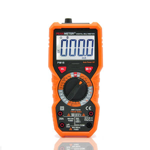 PEAKMETER Digital Multimeter, Voltage Current Resistance Capacitance Frequency Temperature HFE NCV Live Line Tester Orange