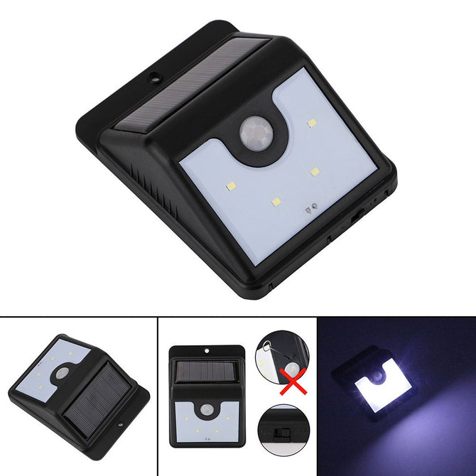Portable 4-LED Solar Powered Automatic Human Body Induction Lamp, Wall Mounted Porch Garden Light For Outdoor Lighting White/0-5W/Black