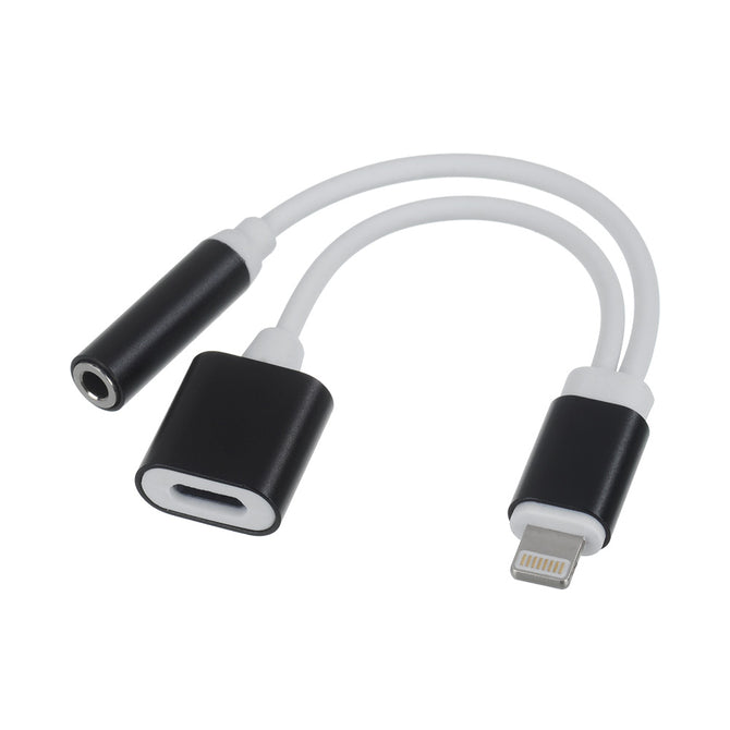 Universal Metal 8pin Lightning Male to Female Charging + 3.5mm Audio Adapter Cable