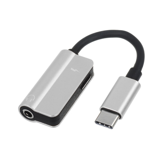 Mini Knife Shaped Metal USB TYPE-C Male to USB Type-C Female Charging + Audio Adapter Cable Silver