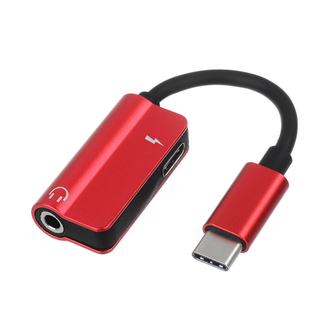 Mini Knife Shaped Metal USB TYPE-C Male to USB Type-C Female Charging + Audio Adapter Cable Red