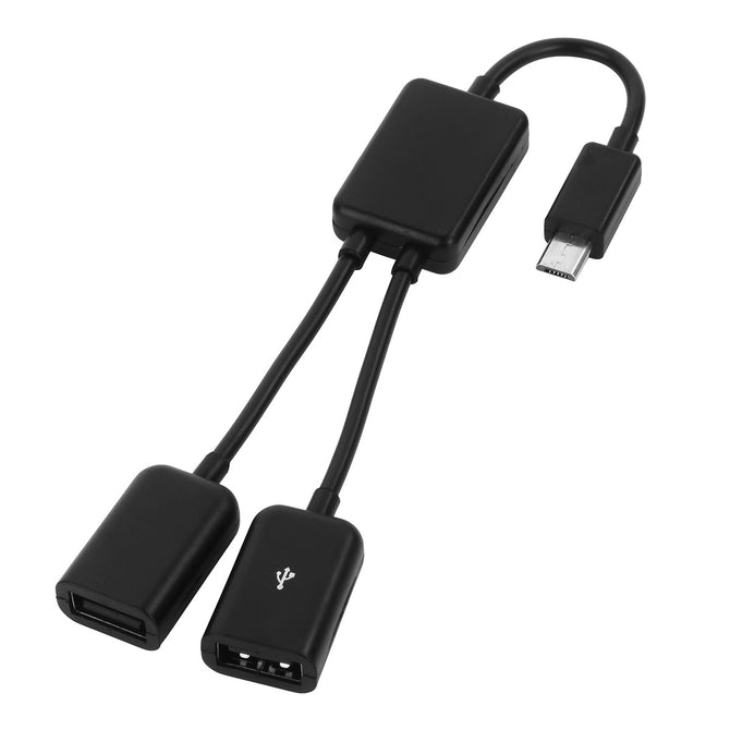 Micro USB Male to 2 USB Female OTG Adapter Cable
