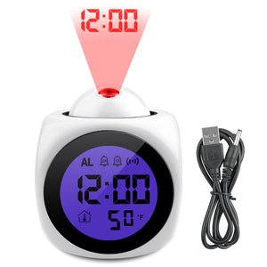 ZHAOYAO LED Display Modern Projection LED Clock Electronic Desktop Alarm Clock Digital Table Clocks Snooze Function Cables