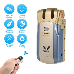 WAFU WF-018 Wireless Remote Control Lock Door Entry Intelligent Lock + 4 Remote Keys