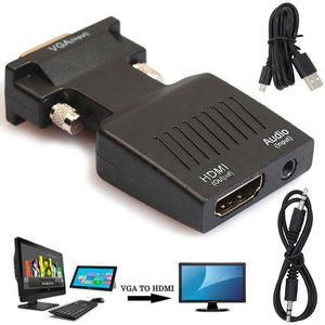 1080P Audio VGA to HDMI HD HDTV Video Adapter Converter Box for Computer Laptop
