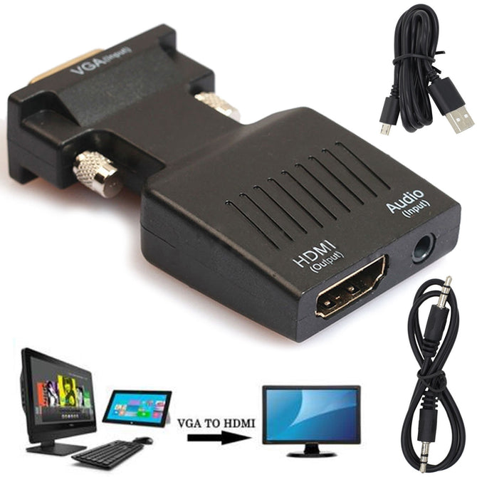 1080P Audio VGA to HDMI HD HDTV Video Adapter Converter Box for Computer Laptop