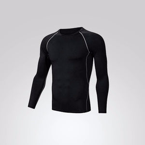 Quick-Drying Breathable Skinny Long Sleeve Shirts Trousers Men\'s Sports High Elasticity Fitness Clothes 3 PCS/Set Black/XXL
