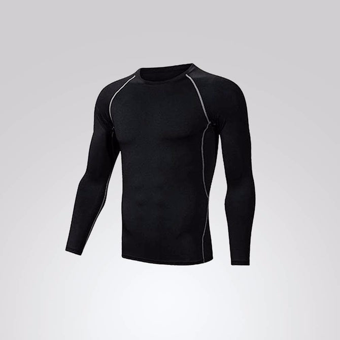 Quick-Drying Breathable Skinny Long Sleeve Shirts Trousers Men\'s Sports High Elasticity Fitness Clothes 3 PCS/Set Black/XXL