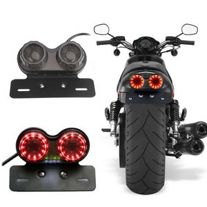 DC 12V Plastic Generic Durable Motorcycle Light, Turn Signal Brake Dual LED Light, Twin Light Integrated Tail Light Black