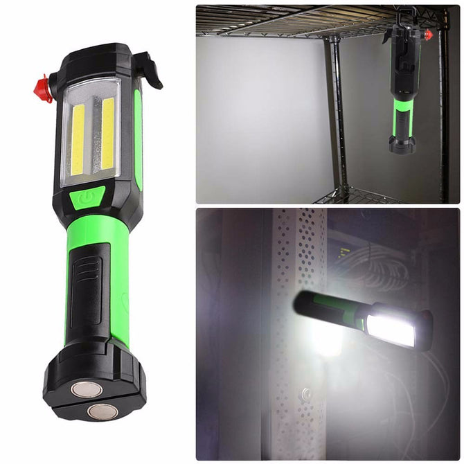 Multifunction LED COB Work Lights USB Rechargeable Waterproof Outdoor Lighting Flashlight With Magnet 3W/Green