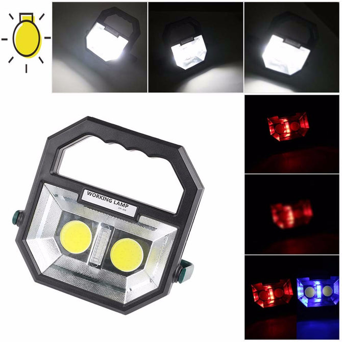 High-Power COB LED Work Light 6 Mode Warning Lights Environmental Energy-saving Lamp Portable Lighting 3W/Black