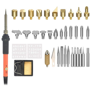 37-in-1 60W Adjustable Electric Soldering Iron Wood Burning Pen Pyrography Tool Kit 50W-99W/Black