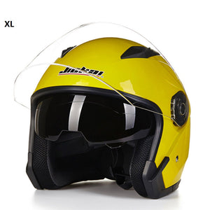 ZHAOYAO Helmet Motorcycle Open Face Capacete Para Motocicleta Cascos Para Racing Jiekai Vintage Helmets with Dual Lens