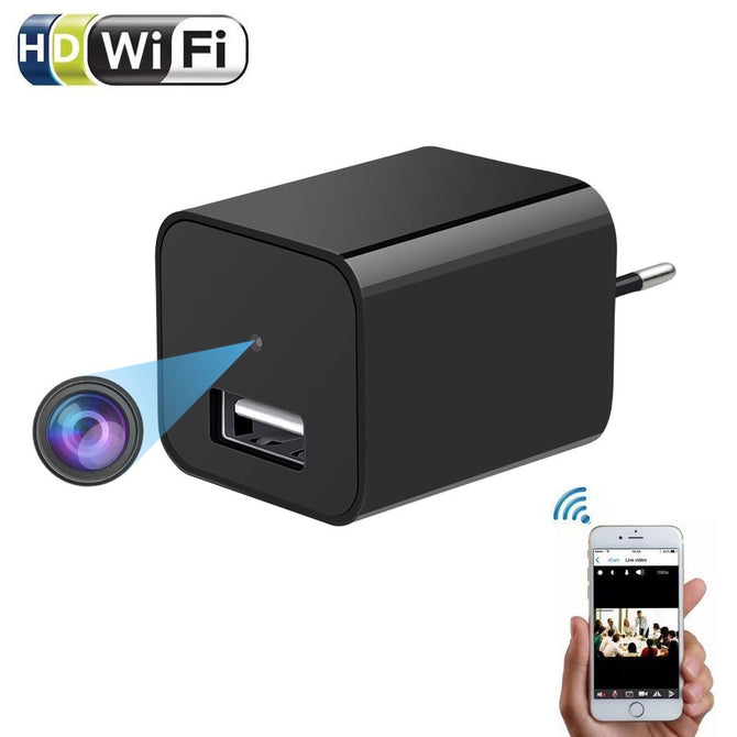 P2 Portable USB Charger / Mini Micro Hidden Camera Camcorder Fro Home Use (EU Plug) Black