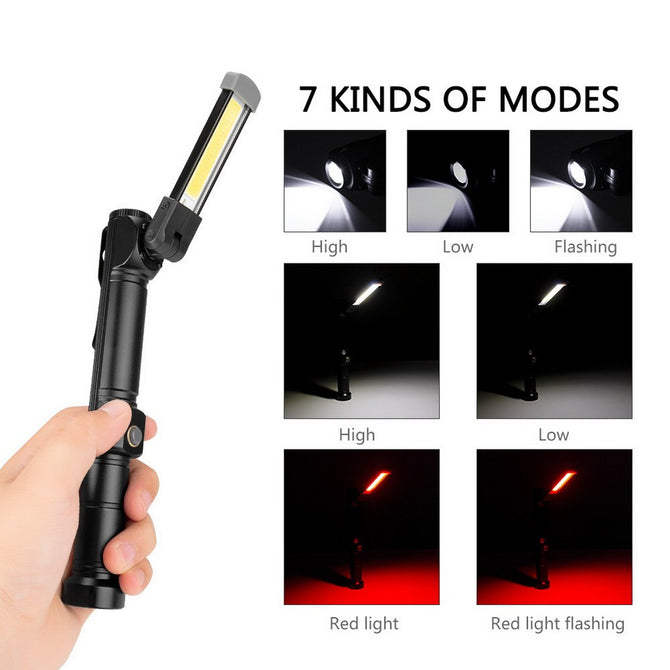 Portable 180 Degree Rotation COB Work Light, Car Inspection Lamp, Maintenance Flashlight Torch 3W/Black