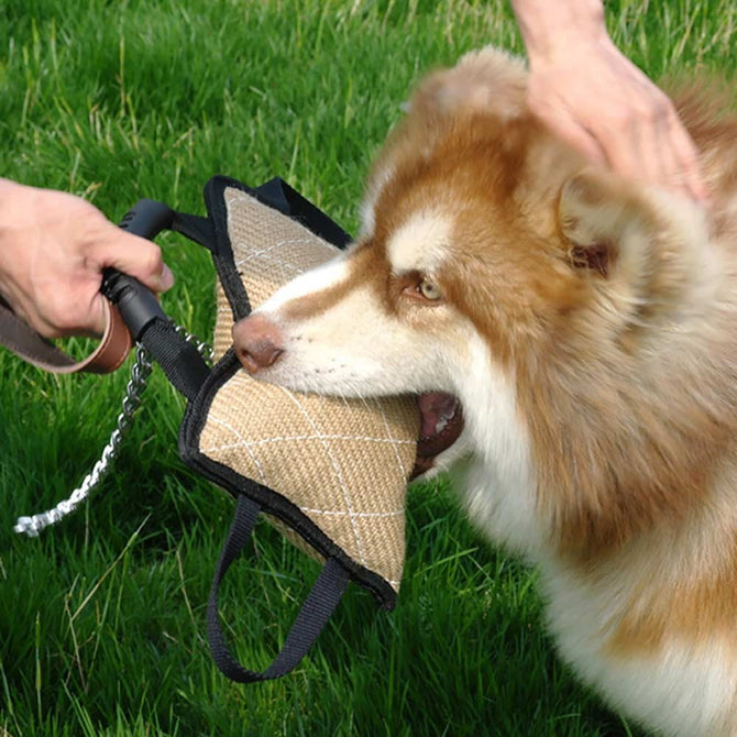 Dog Bite Pillow Resistance To Bite Linen Training Interactive Toys Supplies Light Beige/XL