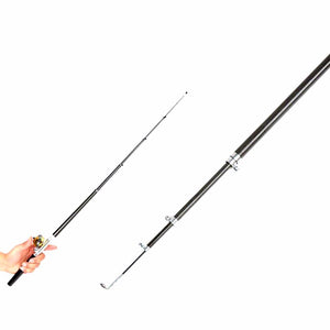 Portable Pocket Telescopic Mini Fishing Pole Pen Shape Folded Fishing Rod With Reel Wheel Red/1m