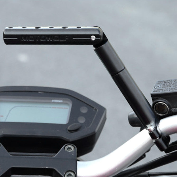Multifunctional Motorcycle Expansion Rack, Rotatable Motorbike Light Extension Bracket Phone Holder Stand Black