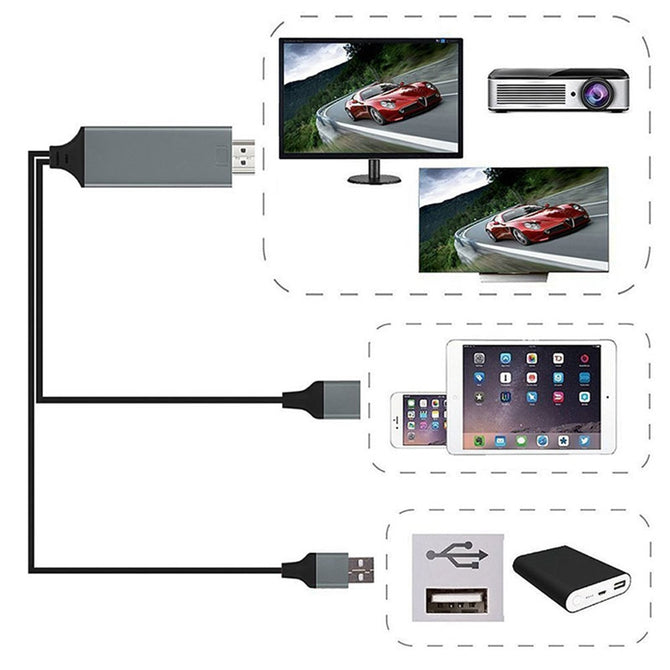 Phone to HDMI Cable Lightning Digital AV Adapter 1080P Plug Play for IOS Android HDMI Cables