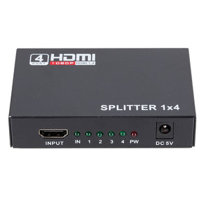 Kitbon 1X4 HDMI Splitter Version 1.4 Full HD 1080P Powered HDMI Splitter 1 in 4 out Support 3D