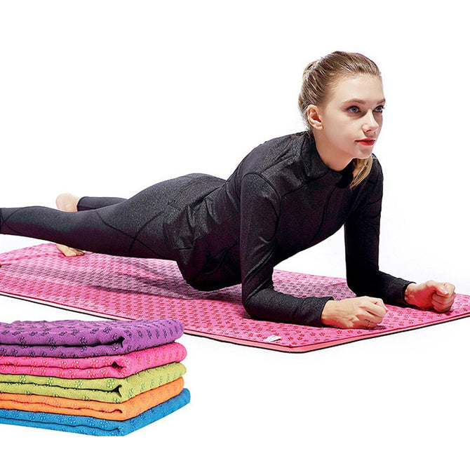 Professional Yoga Towels Nonslip Absorb Water Yoga Blankets PVC Sport Mats Pink