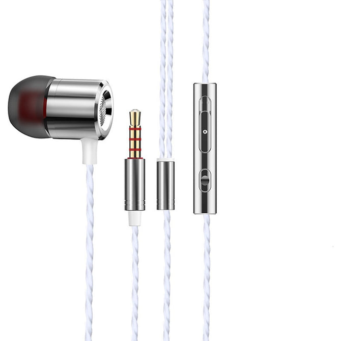 S1 Metal In-Ear Universal Wired Headphones Mega Bass Earphones With Mic For Video Game Silver