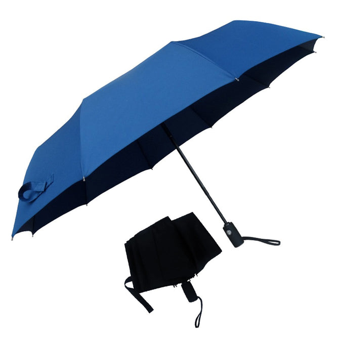 Repel Windproof Travel Umbrella With Teflon Coating Three-folding Sunny And Rainy Umbrellas Navy Blue