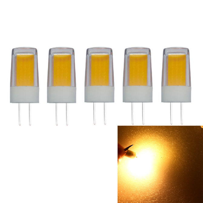 JRLED G4 4W LED Light Lamp, Warm White 1508-COB LED Bulbs (AC/DC12V, 5 PCS)