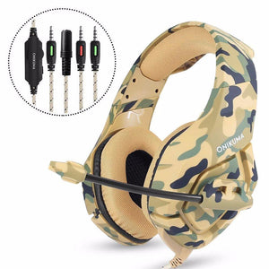 ONIKUMA K1-B Wired Earphones Game Headphones For PS4 Xbox One Video Game Gray