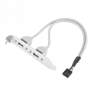 Cwxuan PC Case Internal 9Pin To USB Female Baffle Bit Line, Dual USB 2.0 Female Ports Screw Lock Panel Mount Cable Flexible Cord